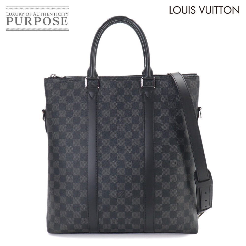 Louis Vuitton Damier Anton Tote Shoulder Bag Canvas Leather Graphite Black Gray